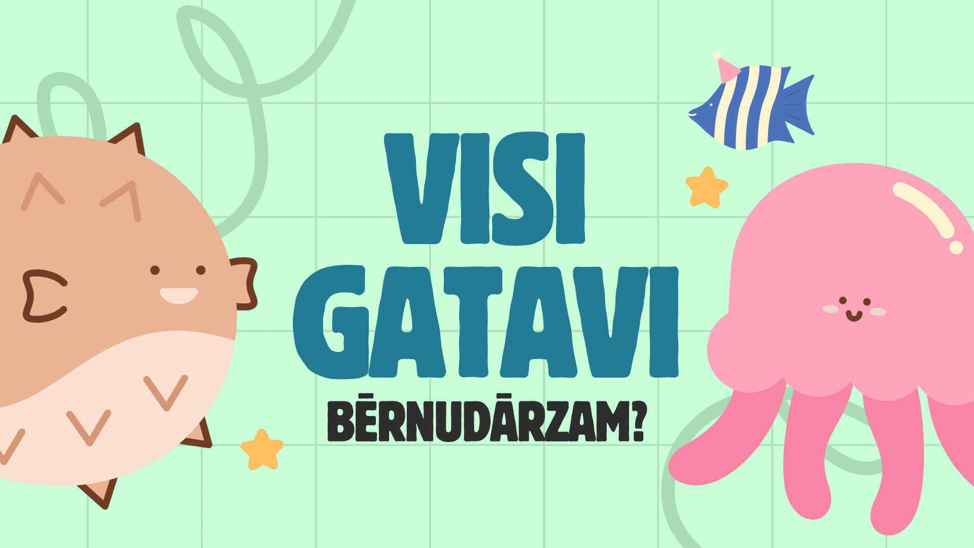 Bērnu adaptācijas seminārs bērnudārzā ar rotaļīgu zīmējumu.